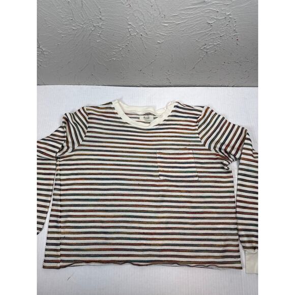 Madewell Womens Long Sleeve Tee in Rainbow Stripe Multicolor Size Small - Picture 1 of 5